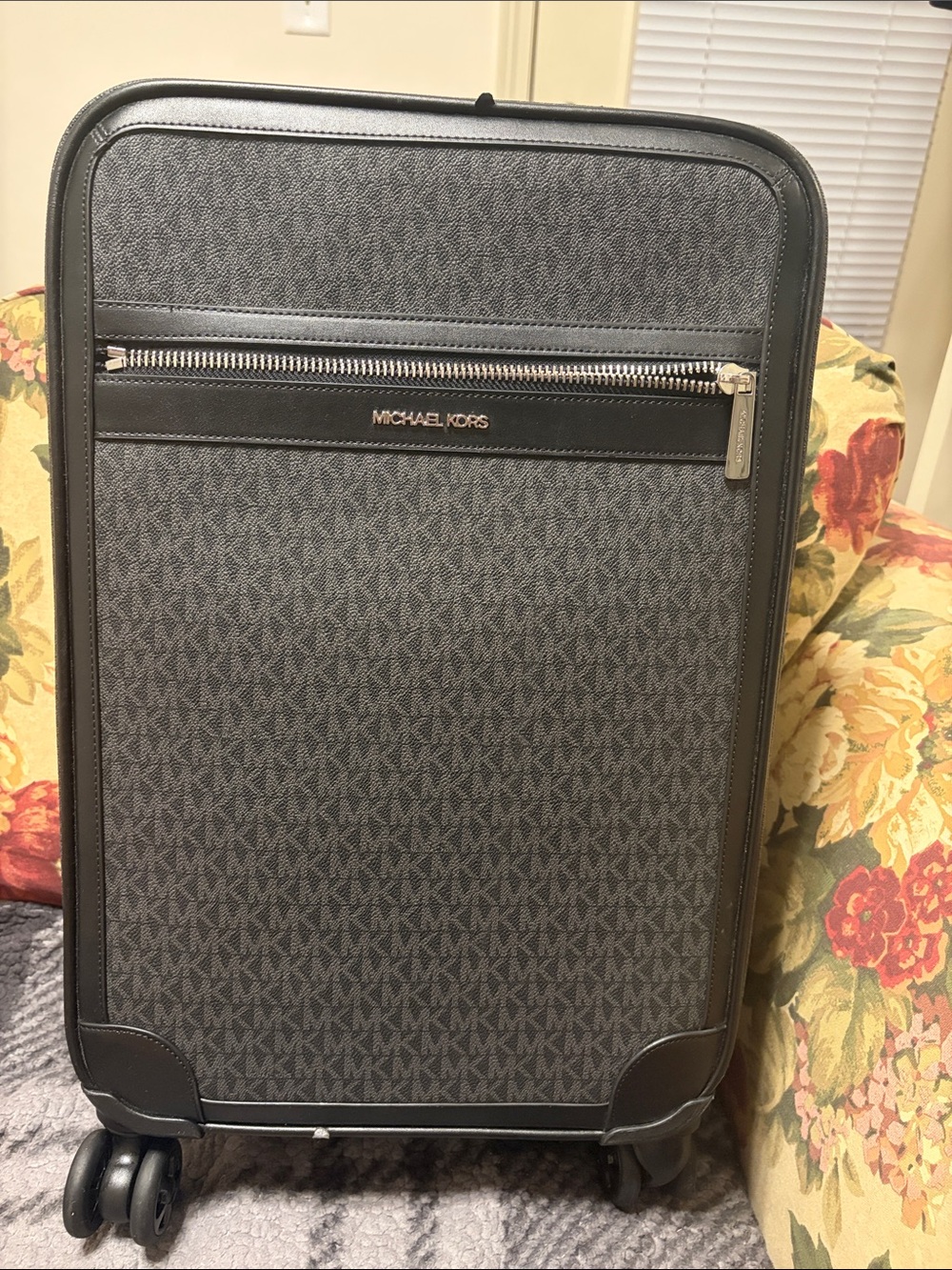 Michael Kors Gray Black Monogram Rolling Carry-On